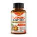 Organic Turmeric Ginger Capsules Turmeric Supplement with Black Pepper for Better Absorption 95% Curcuminoids with BioPerine Joint & Digestive Support Non-GMO Made in USA