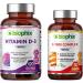 biophix Vitamin D-3 5000 IU 120 Softgels - Free Vitamin C-1000 30 Tablets - High-Potency in Extra Virgin Olive Oil Non-GMO Soy-Free Supports Strong Bones Immune Health