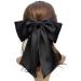 Large Hair Bows for Women Black Silky Satin Hair Barrettes Clip Ribbon Giant Hair Bow Oversized Hair Slides Metal Clips Vintage 90's Accessories for Girls
