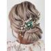 IYOU Pearl Bridal Hair Comb Green Crystal Wedding Side Combs Leaf Headpiece Prom Guest Bride Hair Accessories for Women - Buy Online on GoSupps.com