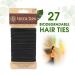 Organic Biodegradable Elastic Hair Ties - No Crease Black Hair Tie Ponytail Holders - Plastic-Free Hairbands for Women & Men (27 Count) - Buy Online on GoSupps.com