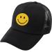 Lycycse Smile Face Trucker Hat - Retro Mesh Baseball Cap with Smile Patch - Neon High Crown Y2K Hat for Men and Women - Black - Buy Online on GoSupps.com