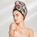 Hair Towel Wrap - Quick-Drying Turban with Button | Dark Enchanted Flowers & Birds Design - Buy Online on GoSupps.com