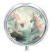 Round Pill Box Unicorns Print 3 Compartment Medicine Pill Case Print Pill Organizer Decorative Metal Portable Pill Box Pocket Pill Box Style-17