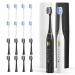 MOROLURU Electric Toothbrush Duo Dual Handle 5 Modes with Smart Timer and 16 Brush Heads & 2 Travel Cases Including IPX7 Waterproof Black&White