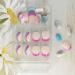 Colorful Waves French Tip Press on Nails - Glossy Blue & Pink Swirl Design | 24Pcs - Buy Online on GoSupps.com