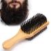 Beard brush hairbrush shaving brush wood double -sided extra soft horse mane hair professional beard brush for daily beard care men (m)