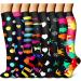 Compression Socks for Women and Men Circulation-Best Support for Running Athletic Nursing Travel Large-X-Large 01 Black/Black/Rainbow/Navy/Black