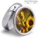 Round Pill Box Wine with Yellow Sunflower Print - 3 Compartment Metal Pill Organizer | Portable Decorative Pocket Pill Case - Style-26 - Buy Online on GoSupps.com