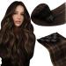 Laavoo clip in extension real hair brown balayage real hair extensions clip 45cm darkest brown ombre light brown remy hair extension real hair clip in brown 105g 7pcs #2/8/2 45cm-105g 3.2 #2/8/2