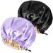 Ranphykx 2PCS Satin Sleep Cap Adjustable Double-Sided Sleep Bonnet Bonnet Cap for Sleep (1 Black+ 1 Purple) M-XL 1 BLACK+ 1 Purple