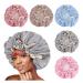 ZITIANY Waterproof Shower Cap for Women Double Thickening Washable Hair Caps for Women and Girls Bonnet For Sleeping Elastic Band Bath Hair Hat 1PC A