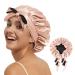 Hat Hut Satin Bonnet Silk Bonnet for Sleeping Cap for Curly Hair Bonnet for Women Double Layer Reversible Bonnet with Tie Band One Size PINK/ BLACK