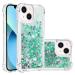 Tivenfezk nadoli glitter drive sand shell for iPhone 15 silicone shockproof mobile phone cover transparent tpu bumper protective cover liquid transparent quicksand case iPhone 15 green