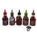 Flying Goose 5piece set Sriracha chili sauce different types 5 x 200 ml + esnado dragon pendant