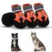 Dog shoes 4 pieces of waterproof dog shoes with reflective straps anti-slip sole outdoor paw protection dog shoes for small medium-sized dogs winter (orange l)