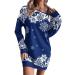 Christmas dress for women dress hoodie costume cartoon bag Christmas elk hooded mini sweater sweater dress blouse dresses Christmas dresses jumper narrow rock blue m
