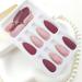 Medium Press on Nails - Burgundy Matte Almond Shape 24Pcs Full Cover Acrylic Fake Nails with Golden Curve Glitter Design Glossy & Stylish Nails for Girls - Buy Online on GoSupps.com