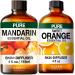 Mandarin Essential Oil for Diffuse & Orange Essential Oil for Diffuser Set - Aromatherapy Grade Essential Oils Set - 2X 4 Fl Oz - Kukka