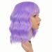 G&T Short Purple Wavy Bob Wig with Bangs - Shoulder Length Synthetic Curly Pastel Bob Wig for Women - Colorful Cosplay Party Wig (Light Purple 12inch) - Buy Online on GoSupps.com
