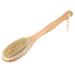 VOCOSTE 1 Pcs Double Sided Bath Brush  Back Scrubber Wood for Shower with Long Handle  Brown  14.6 Inches