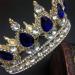 QIDIAN Fashion Bride Full Crown Princess Tiara Handmade Headband Jewelry - Gold+Blue - Buy Online on GoSupps.com