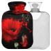 NAANLE hot water bottle with cover watercolor red poppy flower transparent hot water bottle 2 l large hot water bottle for menstrual cramps pain relief handfoots heat and cold therapy