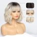 Bestung Ombre Dark Blonde Bob Wig with Fringe | Neck Length Wavy Blonde Hair Wig for Women | Natural Looking Synthetic Fancy Dress Wig (10 Inches) - Buy Online on GoSupps.com