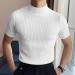 Men's High Collar Turtleneck Short Sleeve T-Shirt Solid Y2-White | Medium - Buy Online on GoSupps.com