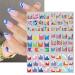 French Nail Art Stickers - Colorful Geometric Water Transfer Decals for Women/Girls - 12 Sheets - Buy Online on GoSupps.com