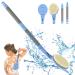 Back brush shower 55cm removable body brush gentle peeling easy to clean and stimulates the blood circulation for wet or dry brush) blue) 55cm blue