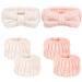 6 Pcs Spa Headband Face Wash Wristband and Headband Set  Microfiber Head Band Skincare Headbands Makeup Headband and Wristband Set for Washing Face  Facial Wrist Towel Washbands for Women Girls Pink White