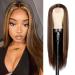 Long Straight Highlights Wig for Black Women Brown Mixed Blonde Wig 28 Inch Synthetic Middle Part Hair Natural hairline Wigs Heat Resistant Fibre for Daily Party Use