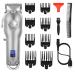 Kemei Mens Hair Clippers for Hair Cutting Professional Cordless Hair Trimmer for Men LED Display Silver