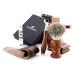 JAG Shaving Shaving set - Sustainable 3 -part shaving set - made of wood - razor with 3 edges - razor - Super roof hair shaving brush - Elegant shaving stand - leather bag for razor planes