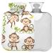 NAANLE CARTOON monkey hot water bottle with reference transparent hot water bottle 1l heat bottle for bed handfoot warmer pain relief heat and cold therapy