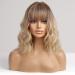 HAIRCUBE Short Blonde Curly Wigs with Dark Roots and Bangs - Wavy Bob Style for Women | Heat Resistant Synthetic - Buy Online on GoSupps.com