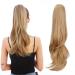 HEWEICSY Ponytail Extension Hair Extension Ponytail 20 Long Claw Hair Extension Synthetic Wavy Straight Hairpieces Ponytail Clip in Ponytail Wig Daily Fluffy Pony Tail for Women(Blonde) 20-27/613