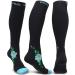 Physix Gear Compression Socks for Men & Women (20-30 mmhg) Best Graduated Athletic Fit for Running Nurses Shin Splints Flight Travel & Maternity Pregnancy - Boost Stamina Circulation & Recovery XXL Black - Blue Flower