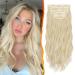 BARSDAR clip in extensions 5 PCs Long wavy clip in hair extensions thick natural soft synthetic hair part for women girl -45 cm beige blond mix butter blonde 45 cm light ash blonde