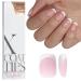 Bartbox French press on nails xs short Square soft gel nail tip full cover nageltip French xcoattips nail tips fake nails fake nails with pre-applied tip primer & base coat cover pink 0.05 ml (20 Pack) xs short square pink