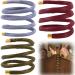 3Pcs Latest Leather Hair Ties Hair Bands Wraps Ponytail Braid Holders French Hairstyle Tie  Red Brown Grey