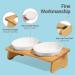 MSBC Raised Cat Bowl with Bamboo Stand - Elevated Pet Feeder | 2 Melamine Bowls | Tilted Food and Water Dish | Anti-Vomiting Design | White - Buy Online on GoSupps.com