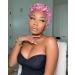 Short Pink Curly Wig Afro Pixie Cut Curly Wigs for Women Pixie Fluffy Wig with Bangs Mixed Pink Synthetic Cute Wigs for Black Women
