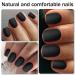 Short Press on Nails Square - 120Pcs Matte Color False Nails with Adhesive Tabs | Full Cover Acrylic Glue-on Nails for Women & Girls - Stylish Black Design - Buy Online on GoSupps.com