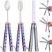 3 Pieces Butterfly Comb, Butterfly Fork and Spoon Set Stainless Steel Folding Butterfly Spoon for Camping Hunting Travel Outdoor (Colorful)