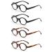 JM Set of 4 Round Reading Glasses Spring Hinge Readers Women Men Eyeglasses for Reading +2.25 Black&Tortoise