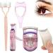 5 in 1 Eyelash Applicator Tool Set Portable Eyelash Curler Eyelash Tools Set for Women Girls Pink
