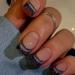 Black French Tip Press on Nails Short Square Fake Nails with Design Black Line False Nails Glitter Glue on Nails Glossy Artificial Acrylic Nail Full Cover Nude Stick on Nails for Women Manicure 24pcs Style014