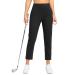 SANTINY Women's Golf Pants with 3 Zipper Pockets 7/8 Stretch High Waisted Ankle Pants for Women Travel Work Black X-Small